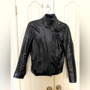 Perfectly worn in black leather jacket